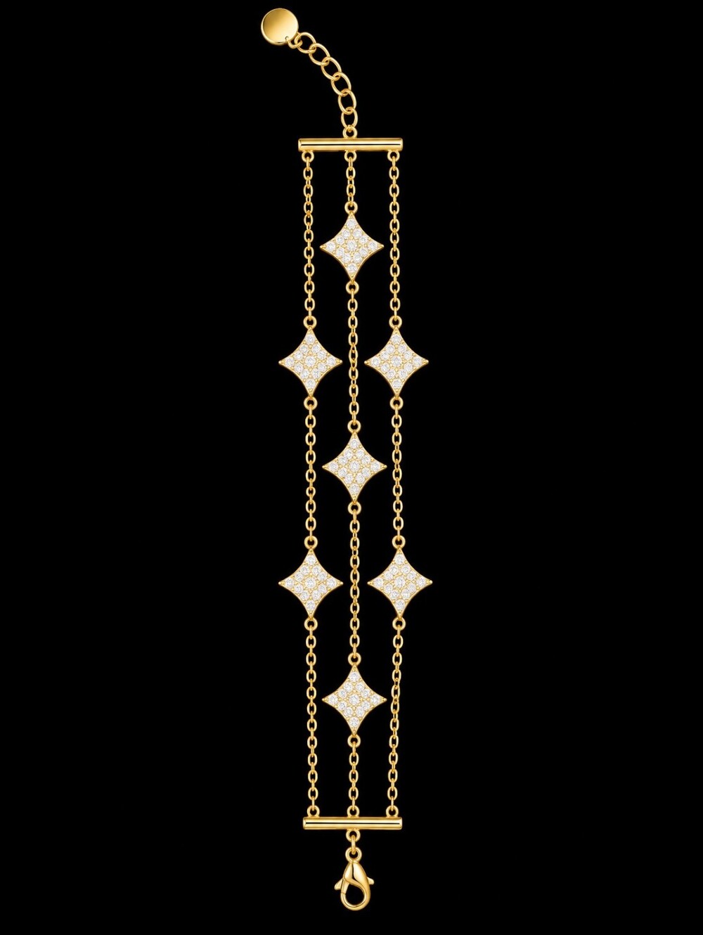 22kgp Dubai Jewelry Gold Multi-Chain Star Accent Bracelet - Women Jewelry